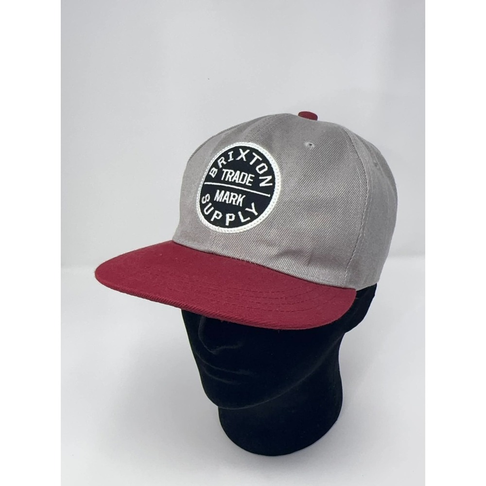 Brixton Snapback Hat Men's OSFA Supply Co Gray‎ Red Adjustable City Logo Patch